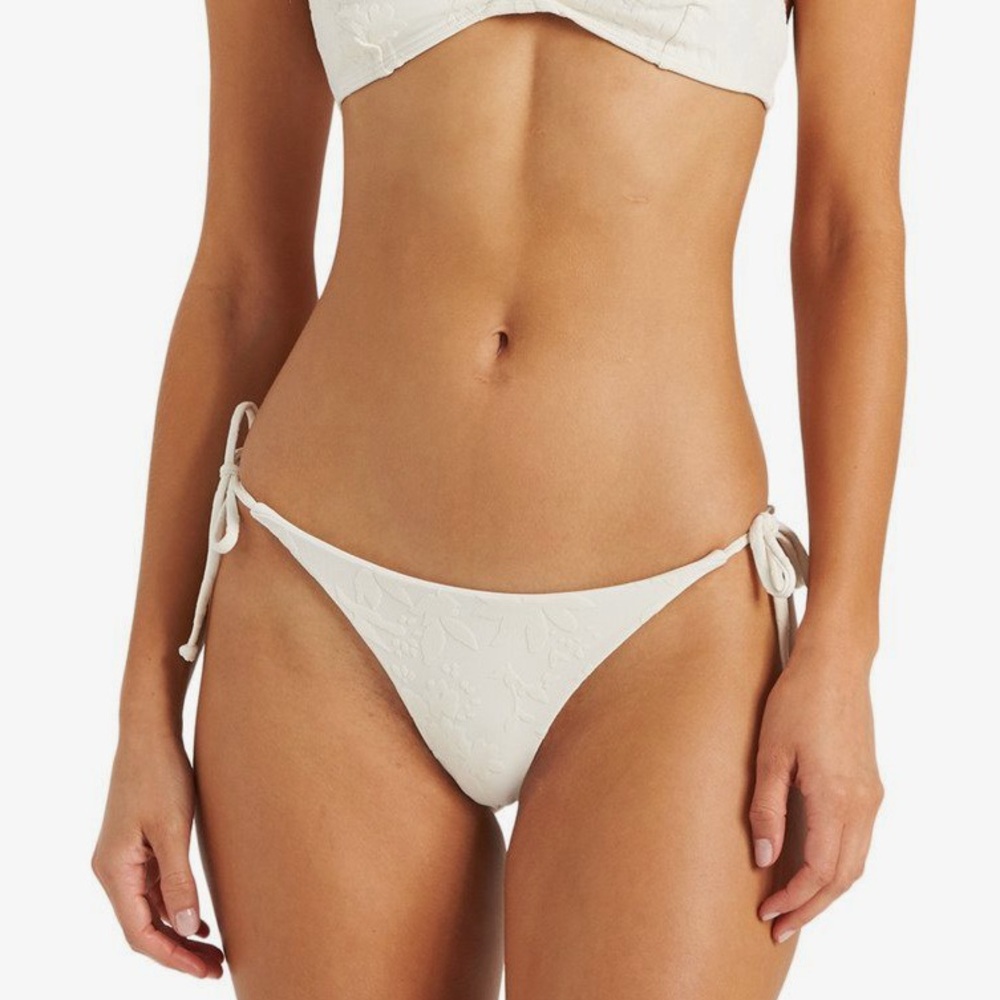 Billabong Fade to White Crystal Tides Tanga Skimpy Tie Side Bikini Bottom